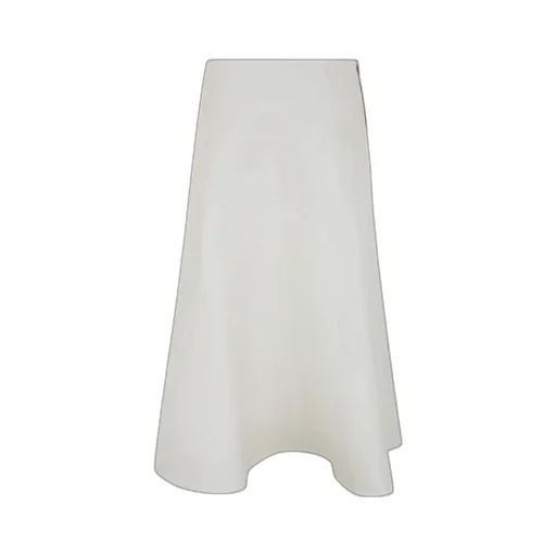 Asymmetric Twill Midi Skirt