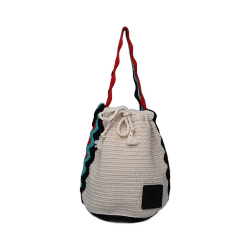 Logo Patch Drawstring Shoulder Bag