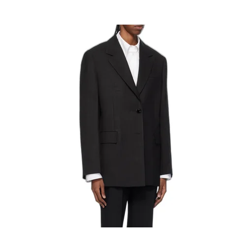 Single-Breasted Crepe Tailored Blazer