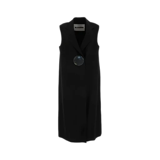 Button-Fastened Tailored Crepe Sleeveless Vest