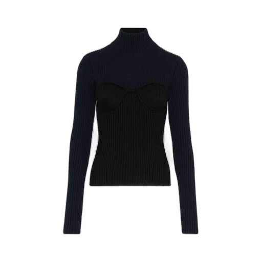 Ribbed High-Neck Sweater