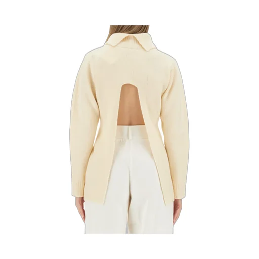 Back Cut-Out Turtleneck Knit Sweater