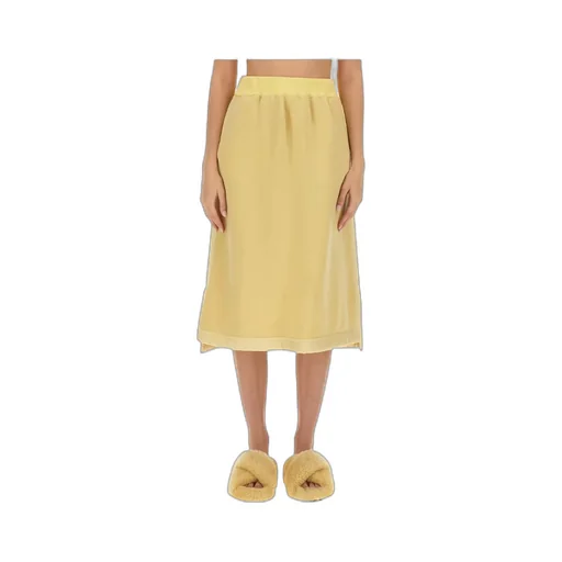 Elastic-Waist Flared Midi Skirt