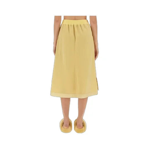 Elastic-Waist Flared Midi Skirt