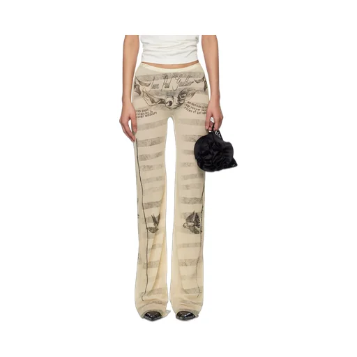 Printed Raw Cut Tulle Pants