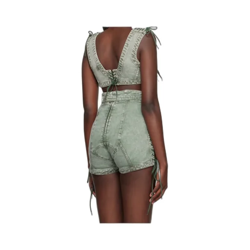 Lace-Up Denim Corset Top