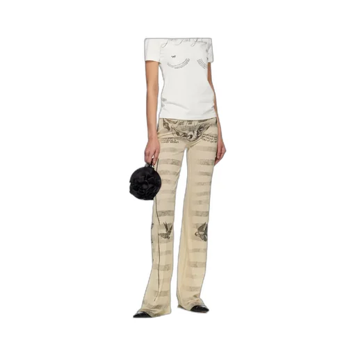 Printed Raw Cut Tulle Pants