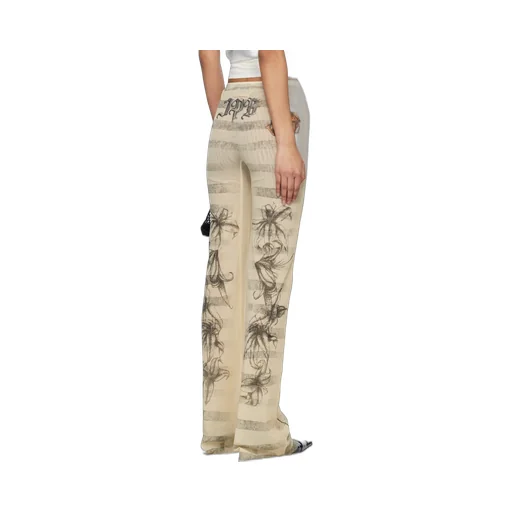 Printed Raw Cut Tulle Pants