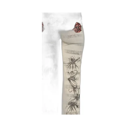 Printed Raw Cut Tulle Pants
