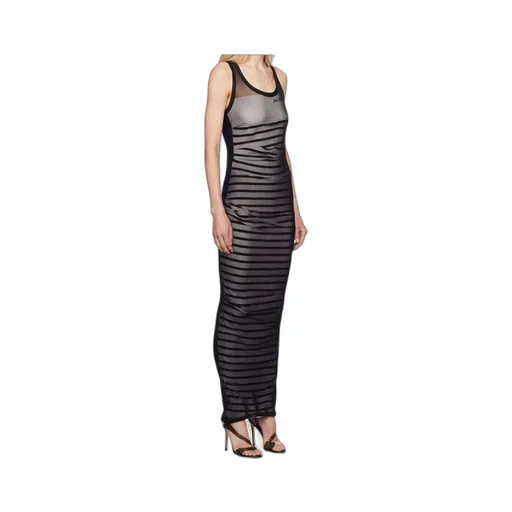 Ribbed Mariniere Mesh Maxi Dress
