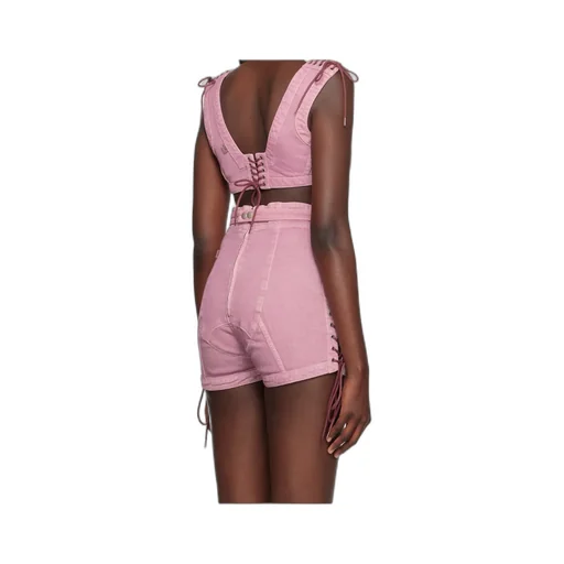 Cropped Denim Corset-Style Top