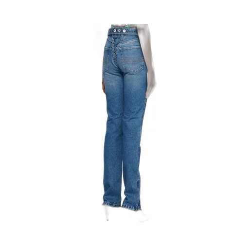 Lace-Up Straight-Leg Jeans
