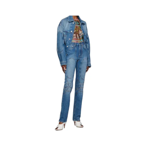 Lace-Up Straight-Leg Jeans
