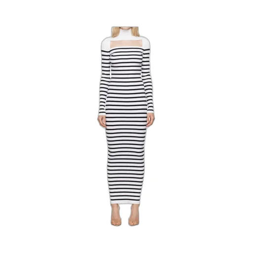 High Neck Striped Dress