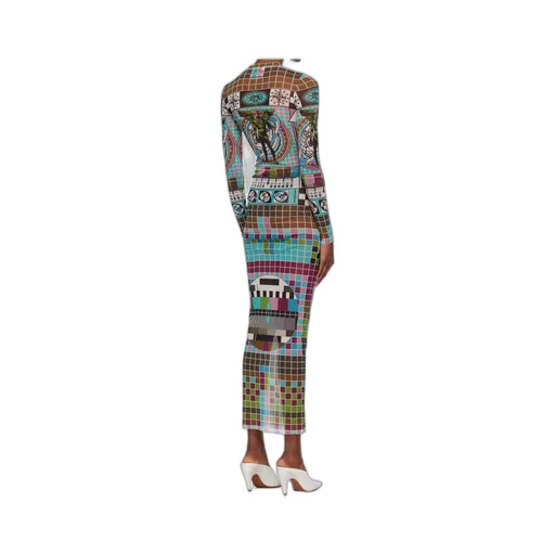 Mire-Printed Mesh Dress