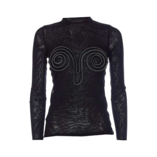 Spiral Detailed Long Sleeved Sheer Top