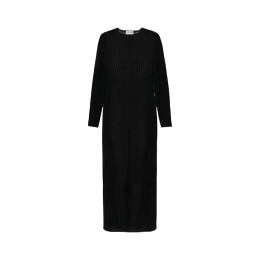 Morphing Pinstripe Mesh Midi Dress