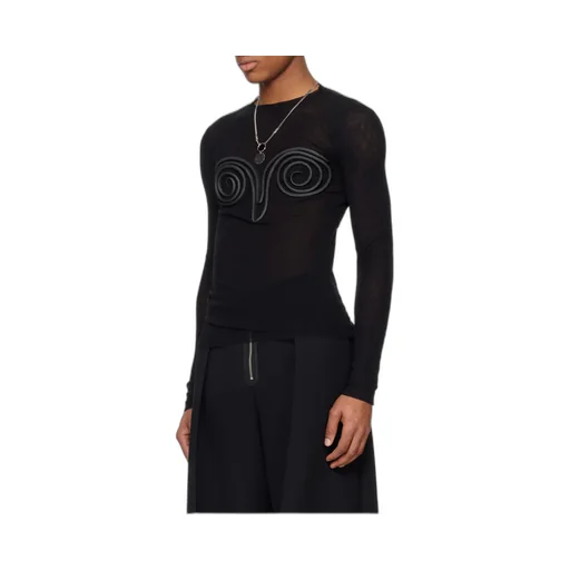 Spiral Detailed Long Sleeved Sheer Top