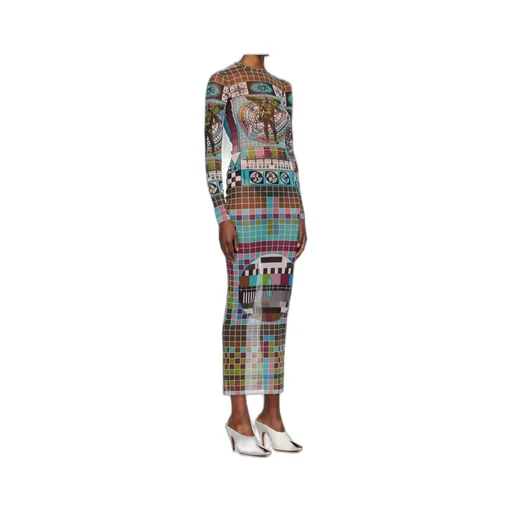 Mire-Printed Mesh Dress