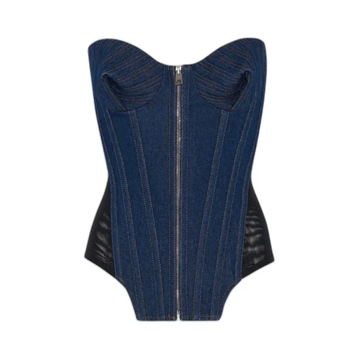 Zip-Up Denim Corset