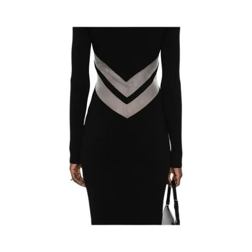 Semi-Sheer Panels Midi Dress