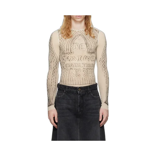 Trompe L'oeil-Print Mesh Top