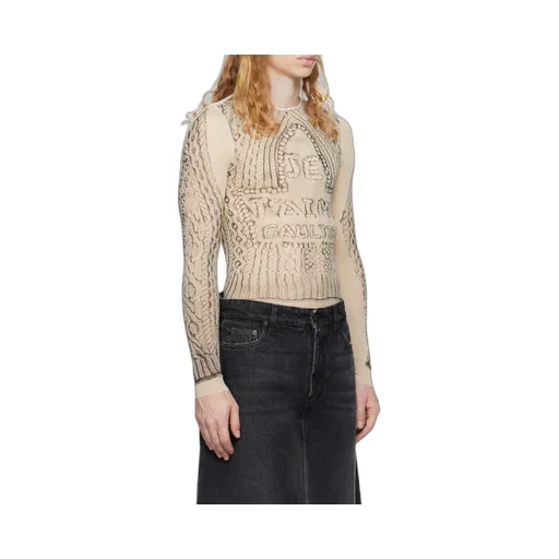 Trompe L'oeil-Print Mesh Top