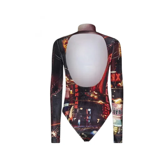 Pigalle Printed Velvet Bodysuit