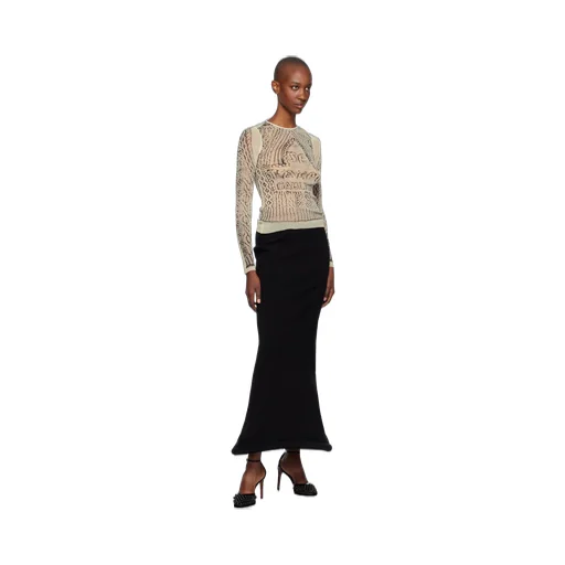 Trompe L'oeil-Print Mesh Top