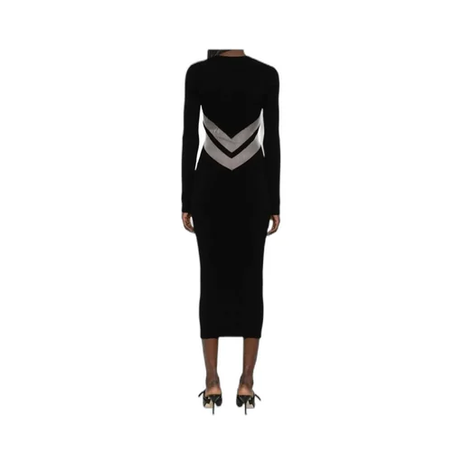 Semi-Sheer Panels Midi Dress