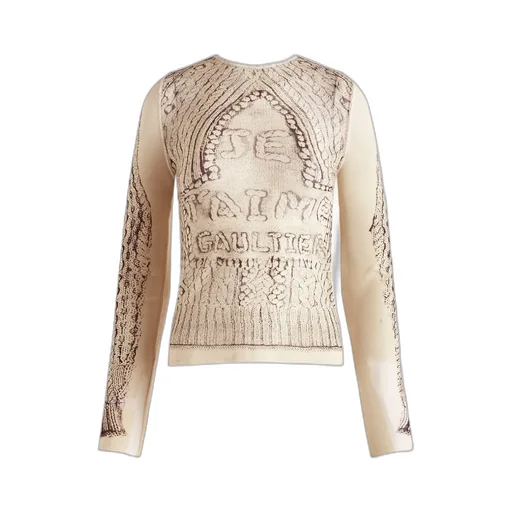Trompe L'oeil-Print Mesh Top
