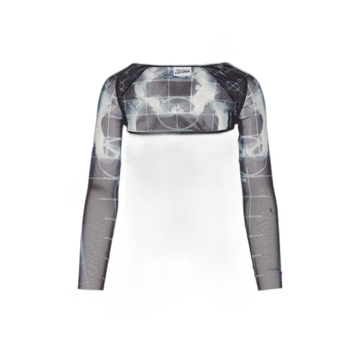 Graphic Printed Semi-Sheer Top