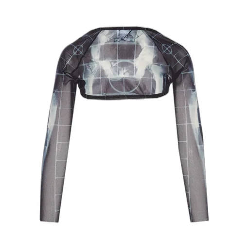 Graphic Printed Semi-Sheer Top