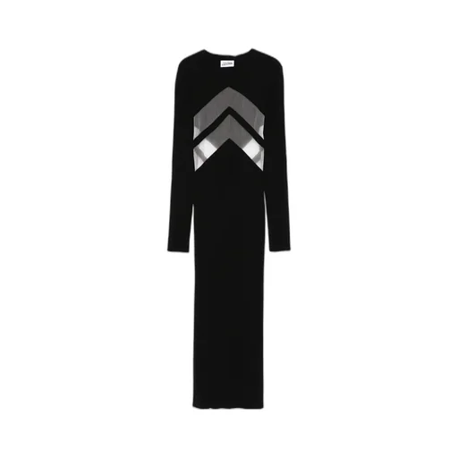 Semi-Sheer Panels Midi Dress