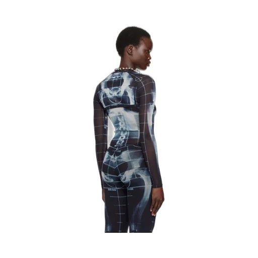 Graphic Printed Semi-Sheer Top
