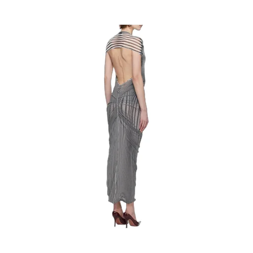 Double-Layered Striped Long Dress