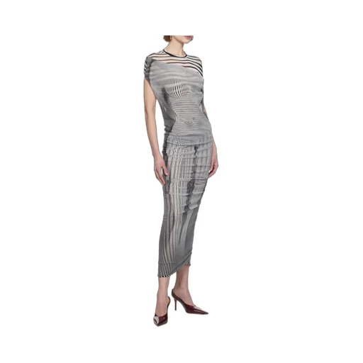 Double-Layered Striped Long Dress