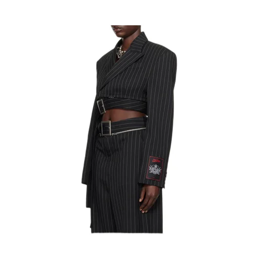 Pinstriped Cropped Blazer