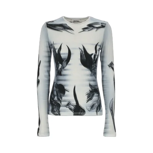Double-Layered Printed Crewneck Top