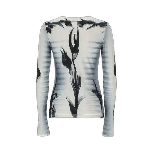 Double-Layered Printed Crewneck Top