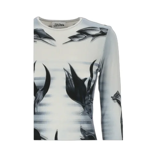 Double-Layered Printed Crewneck Top