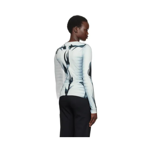 Double-Layered Printed Crewneck Top
