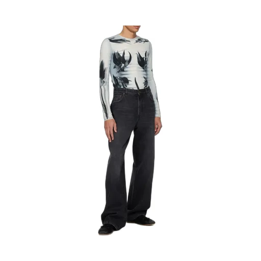 Double-Layered Printed Crewneck Top