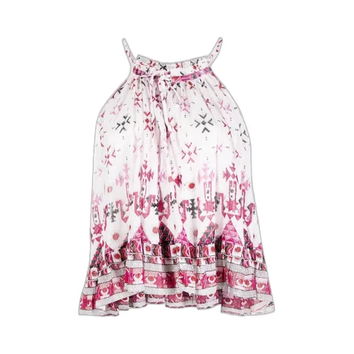 Graphic-Print Cropped Blouse
