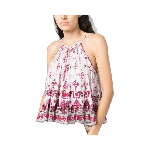 Graphic-Print Cropped Blouse
