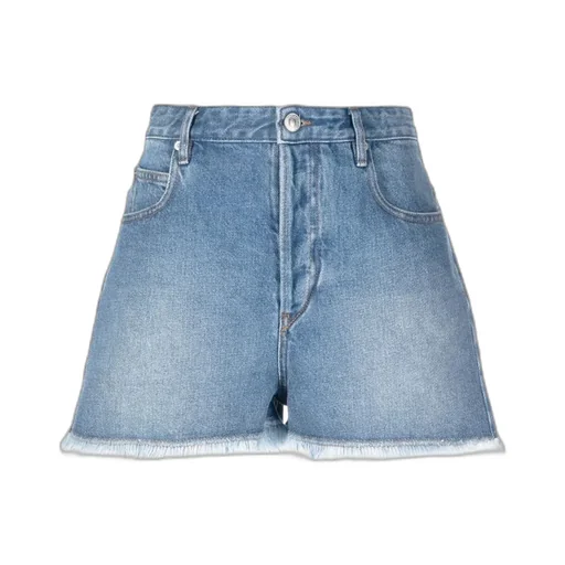 High-Waisted Frayed Denim Shorts