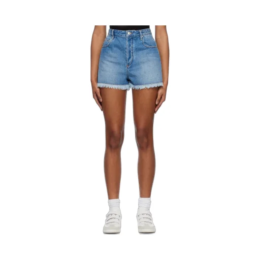 High-Waisted Frayed Denim Shorts
