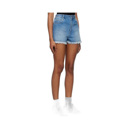 High-Waisted Frayed Denim Shorts