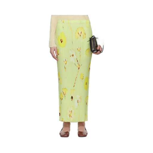 Pressed Flora Pleats Midi Skirt