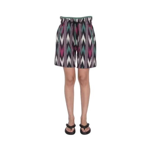 Zigzag-Print High-Waisted Shorts